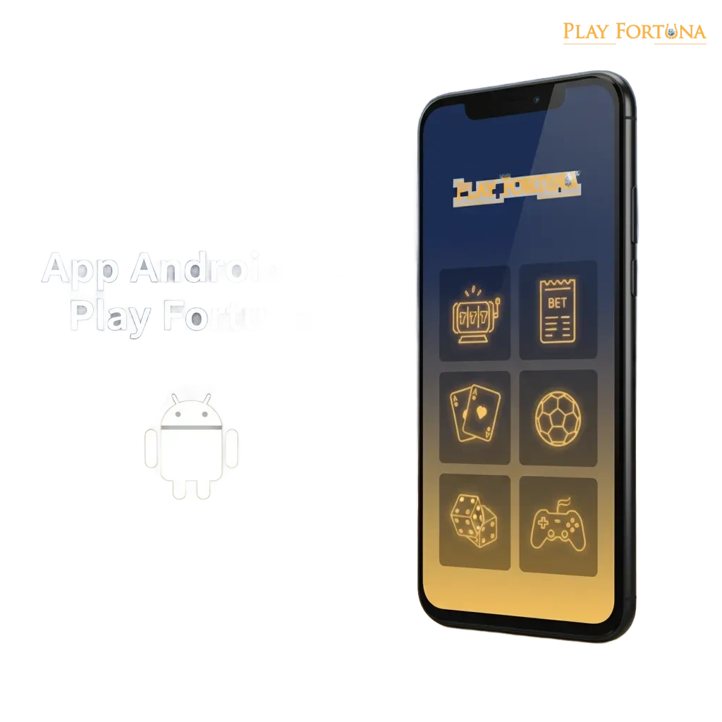 Interface do app Android do Play Fortuna, com apostas, cassino e recursos do cadastro ao saque.