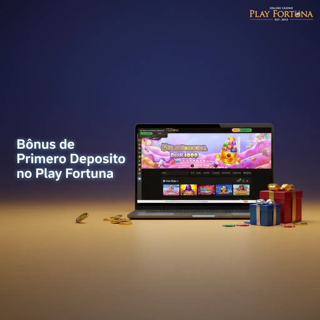 Banner de promoção Play Fortuna: 100% até R$5.300 + 200 rodadas grátis no 1º depósito; rollover 35x em 7 dias.