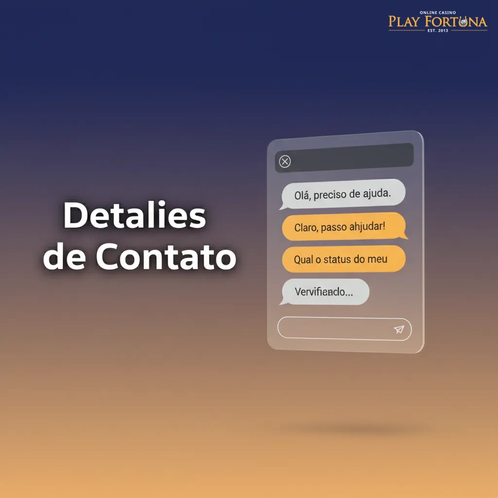 Seção Detalhes de Contato da Play Fortuna: suporte 24/7 via chat, e-mail, central de ajuda, formulário e redes sociais.