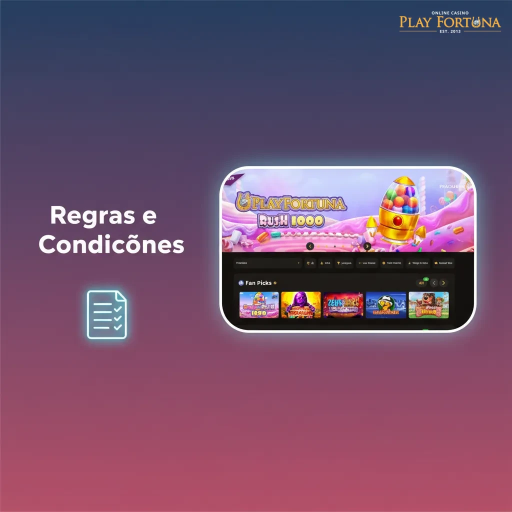 Banner 'Regras e Condições' de apostas: 18+, 1 conta por pessoa/dispositivo/endereço, KYC, bônus com rollover. Veja Termos.