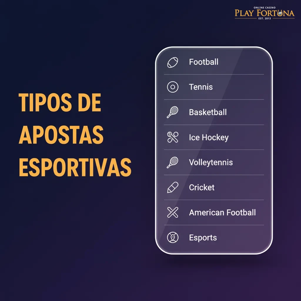 Tipos de Apostas Esportivas: pré-jogo e ao vivo em futebol, basquete, tênis, MMA e vôlei; simples, múltiplas e especiais.