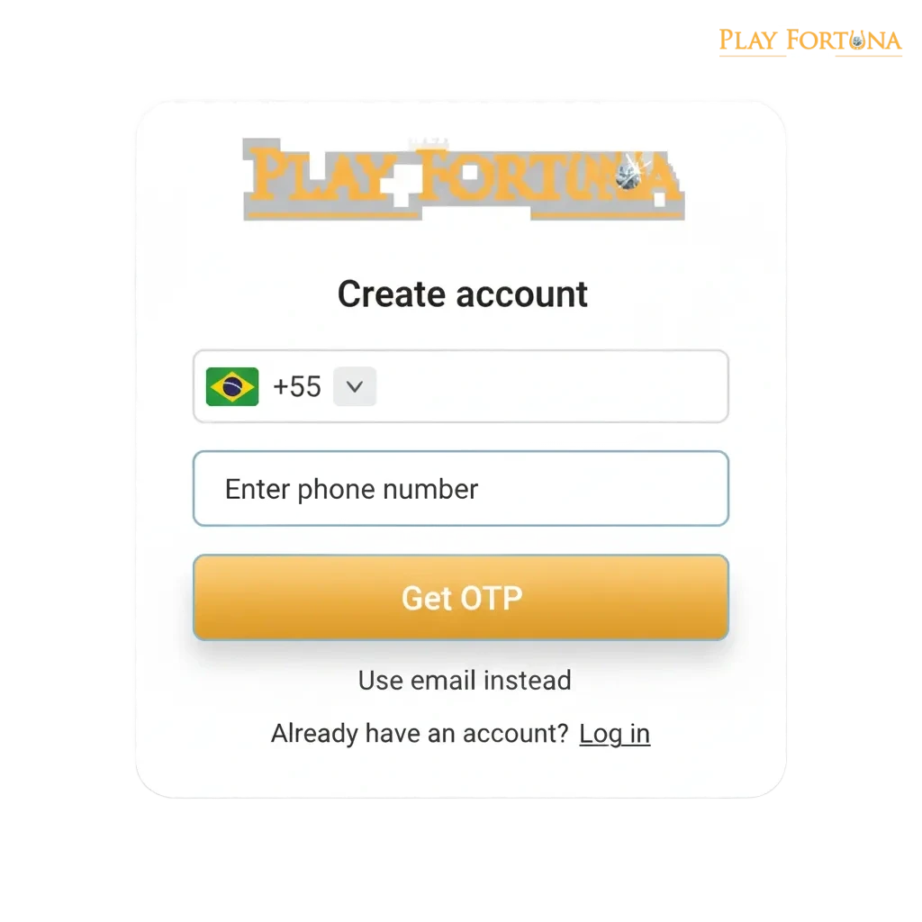 Infográfico do Play Fortuna: registro, login e verificação; bônus até R$5.300 + 200 giros; suporte em português (Brasil).