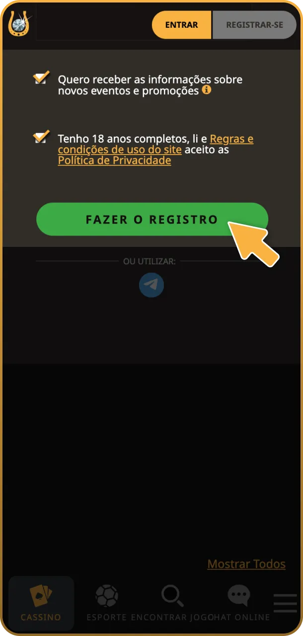 Finalize a criação da sua conta no App Play Fortuna oficial.