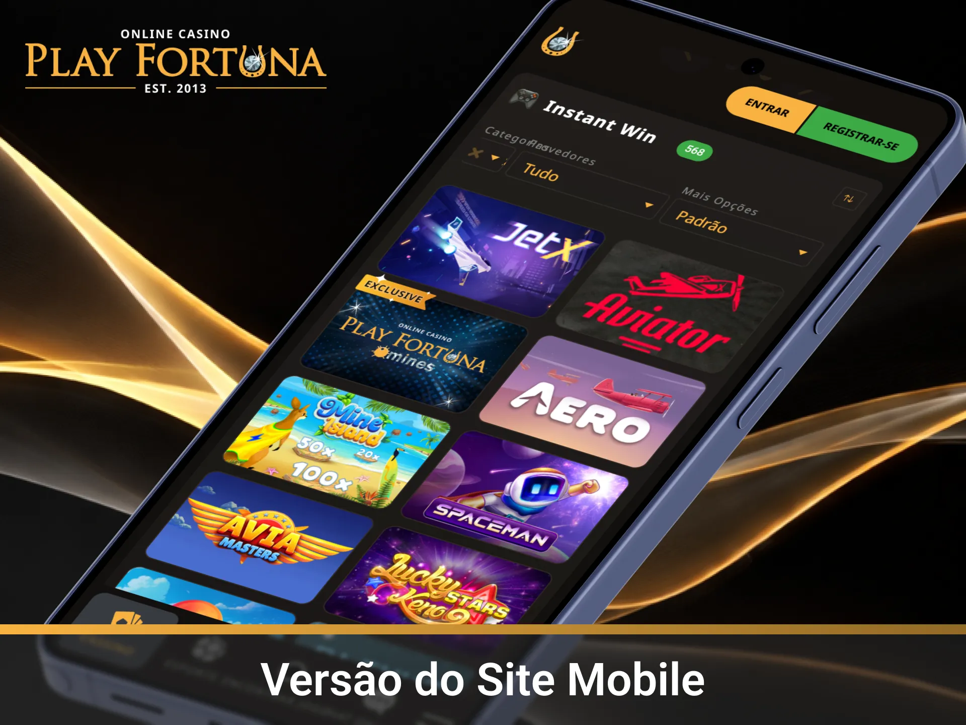 Acesse a versão do site mobile do Play Fortuna sem baixar.