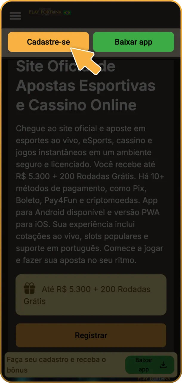 Faça login na sua conta Play Fortuna para começar a apostar.