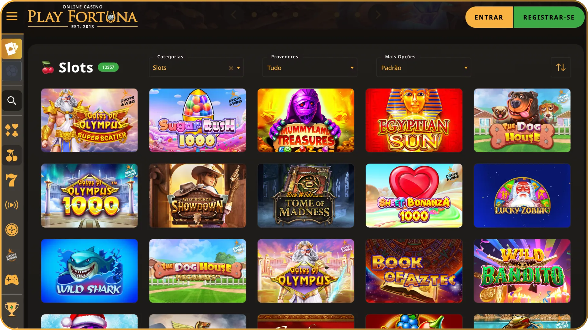 Explore a vasta seleção de slots na página main da Play Fortuna.