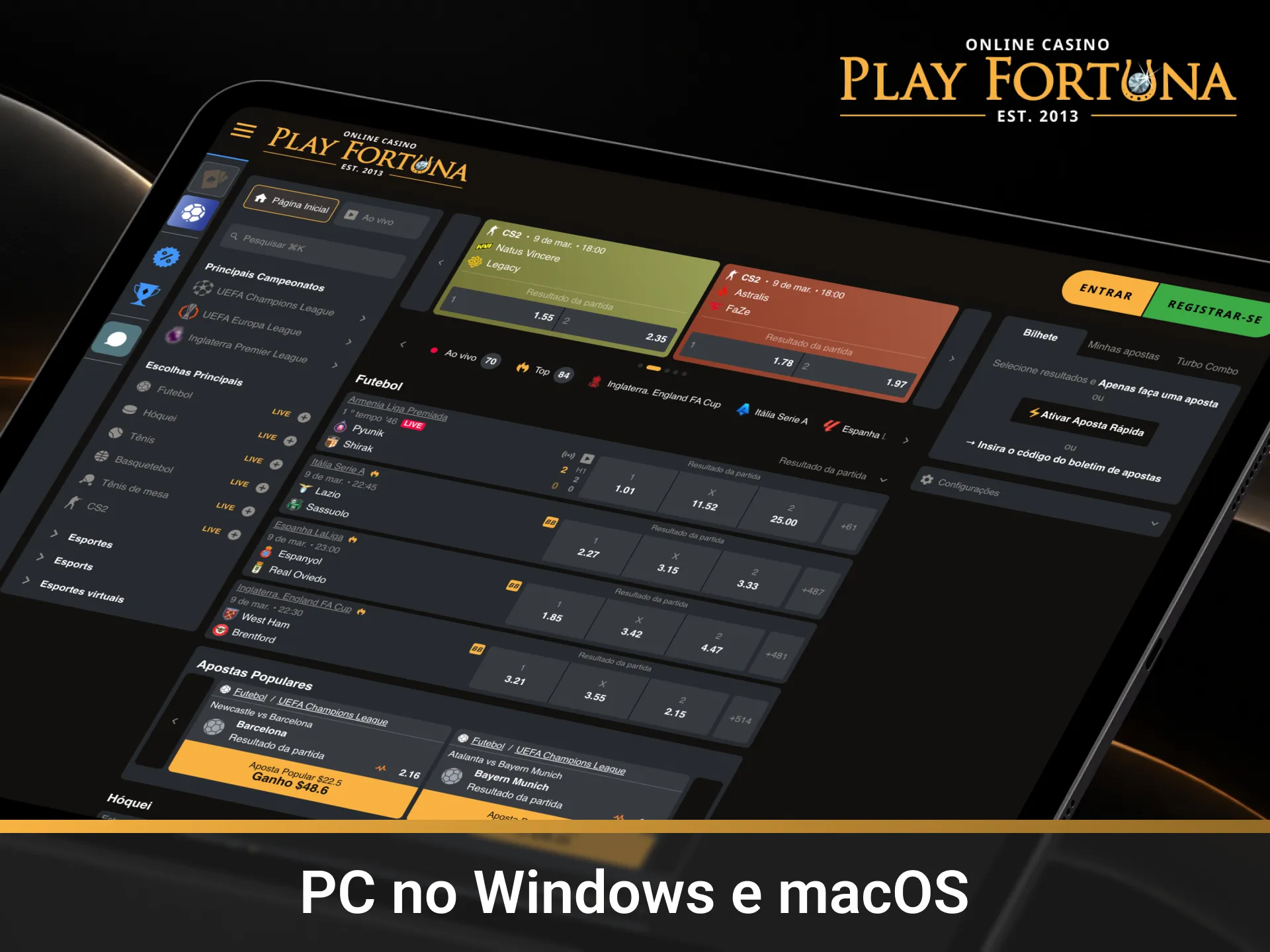 Baixe o cliente para PC e jogue na Play Fortuna via Windows.