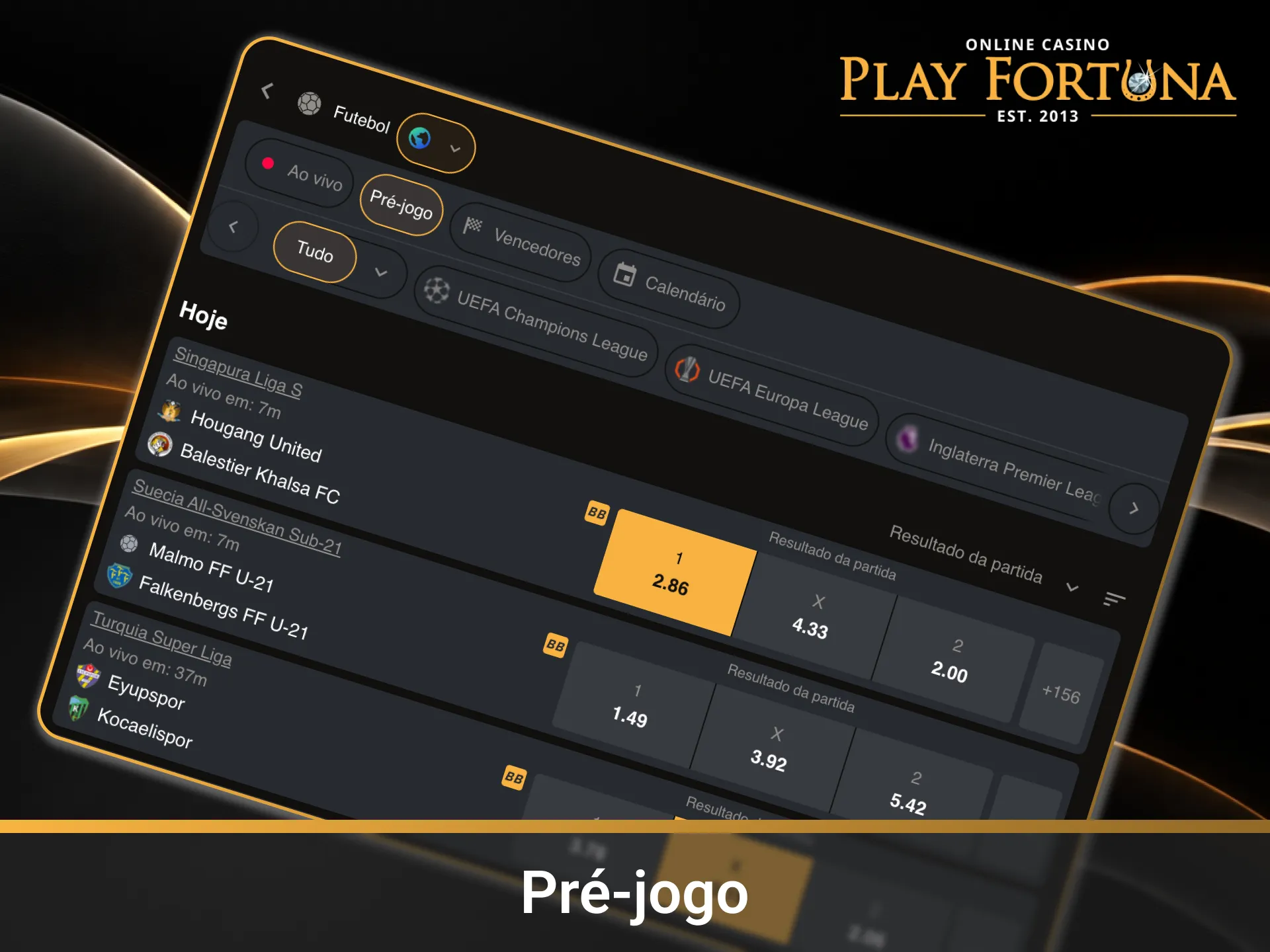 Planeje suas estratégias na seção de Pré‑jogo (Linha) da Play Fortuna.